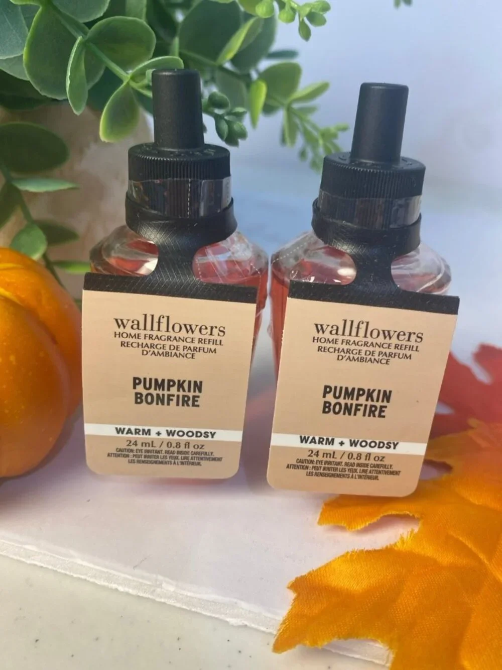 “Pumpkin Bonfire” Bath & Body Works 2 New Wallflower Refills